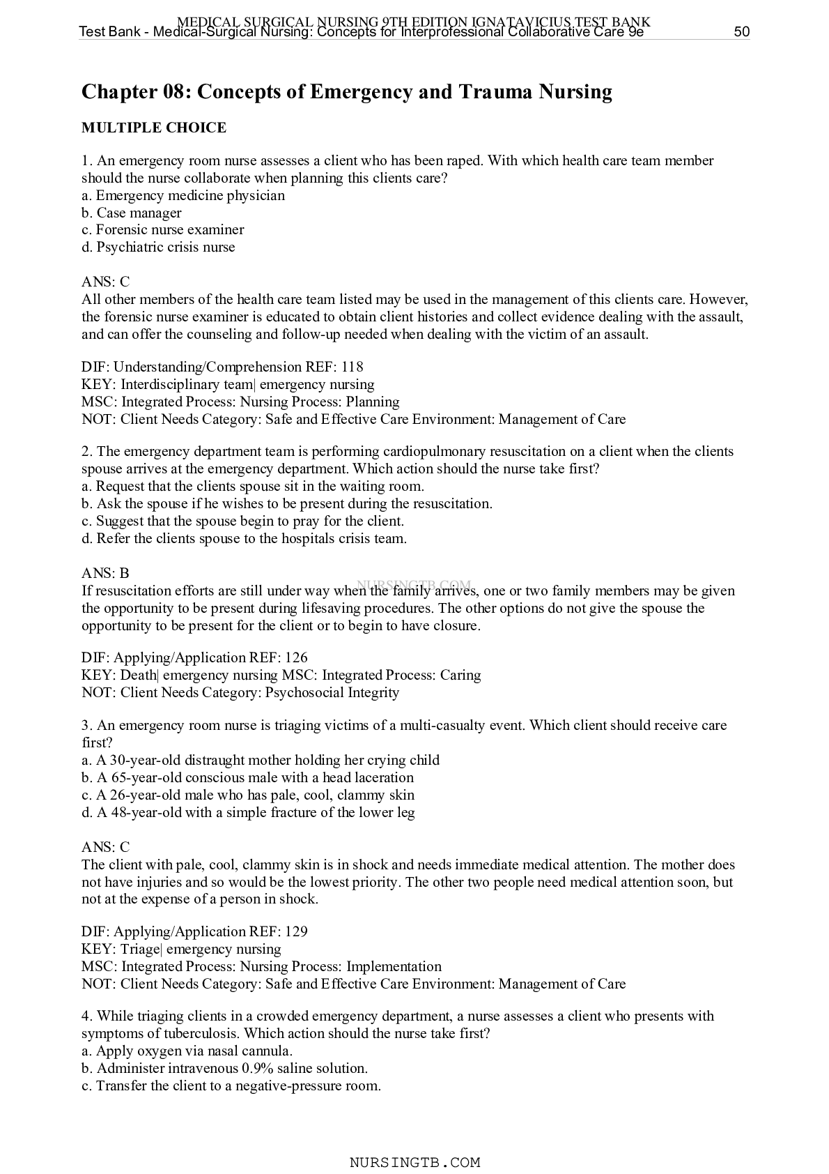 Preview image for Chapter 08: Concepts of Emergency and Trauma Nursing